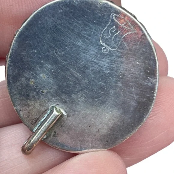 Vintage authentic Navajo Signed Turquoise pendant silver - Picture 6 of 6